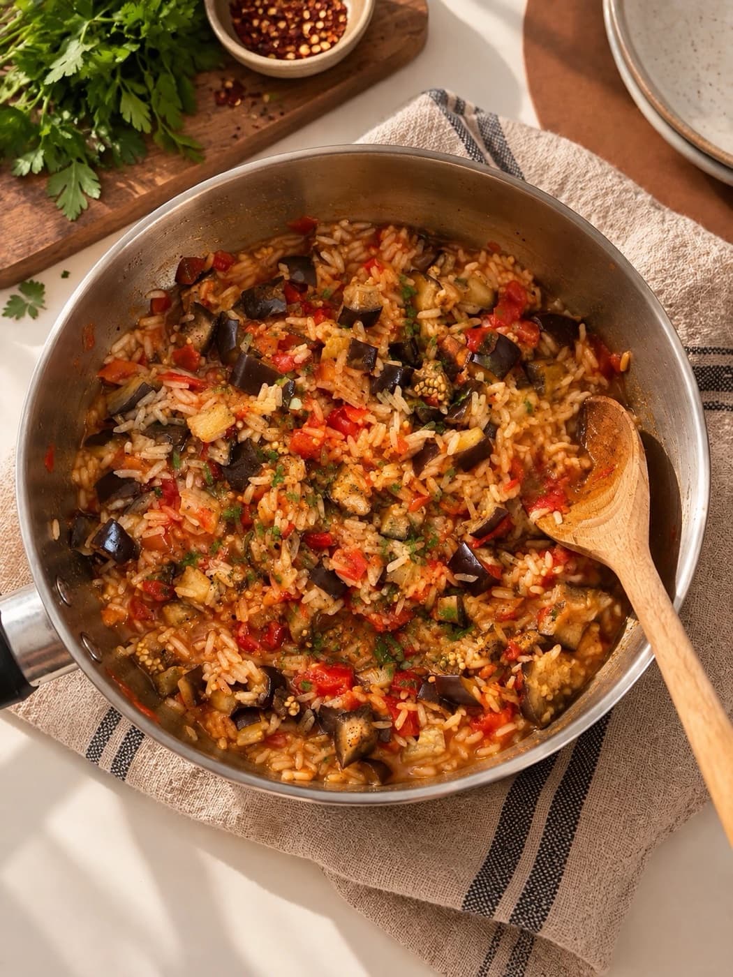 Patlıcanlı Kolay Risotto
