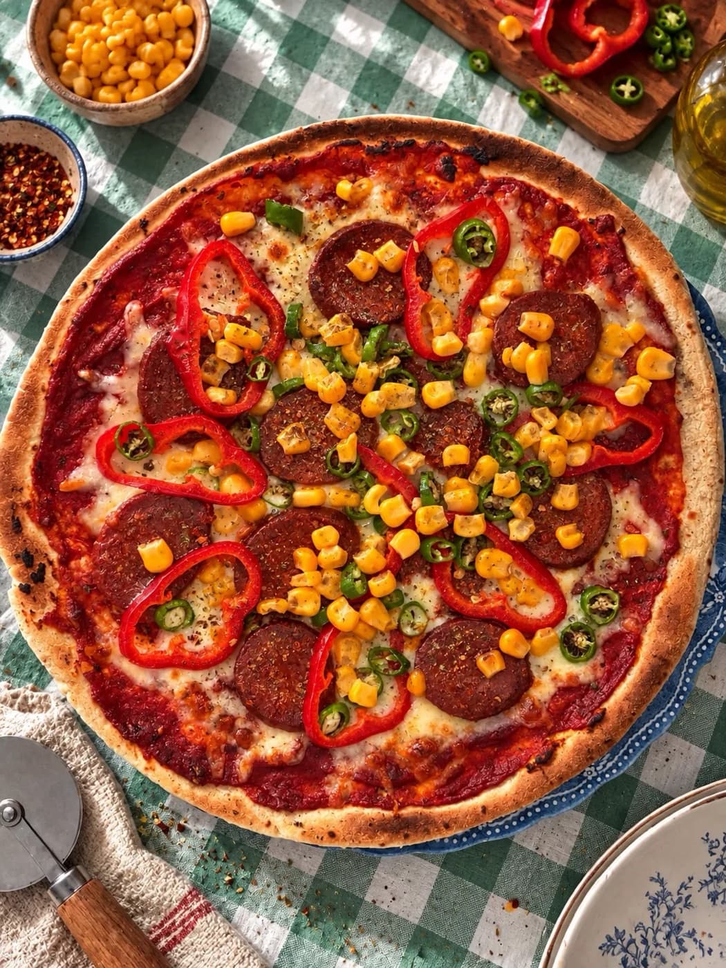 Hızlı Tortilla Pizza (Sucuklu, Mısırlı)